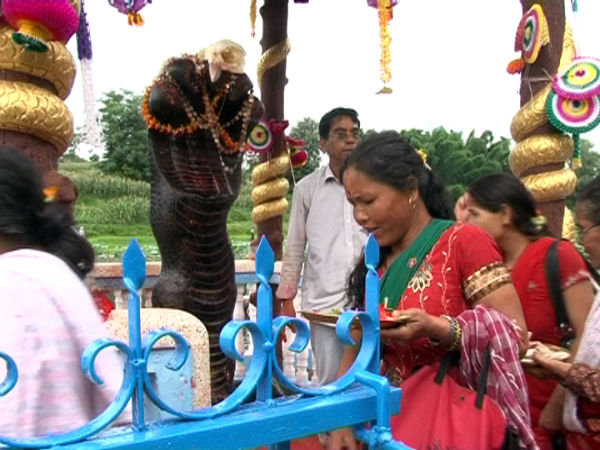 ചാണകത്തില് തീര്ത്ത നാഗശില്പം